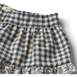 Wheat ruffle rok – blue check