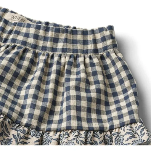 Wheat ruffle rok – blue check