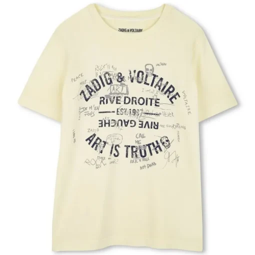 Zadig & Voltaire art is truth T-shirt lichtgeel
